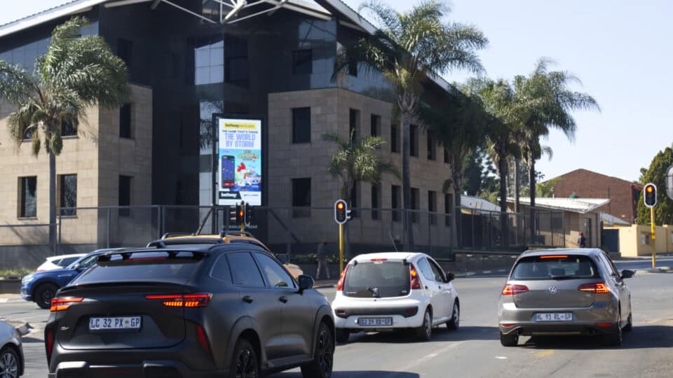 electronic billboard at a stop light in johannesburg