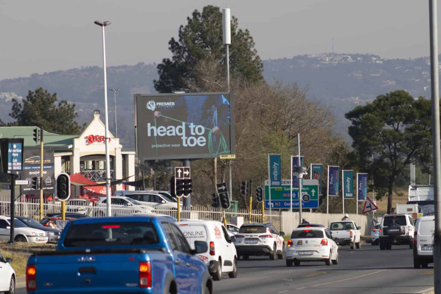 electronic billboard at a busy interchange